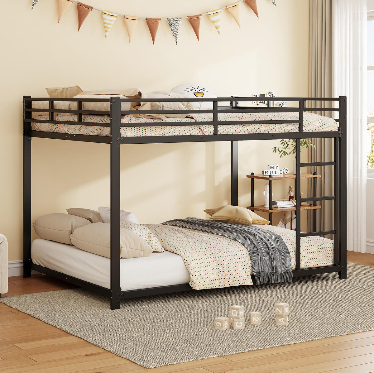 ETAGENBETT 140/200 cm aus Metall in Schwarz – platzsparend und stabil - Schwarz, Metall (140/200cm) - Flora Grace