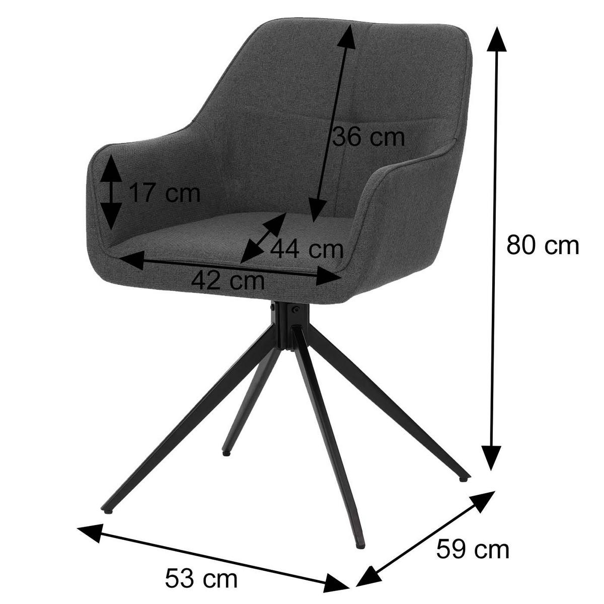 ESSZIMMERSTUHL Schwarz, Petrol 6er-Set - Petrol/Schwarz, Textil (53/80/59cm) - MCW