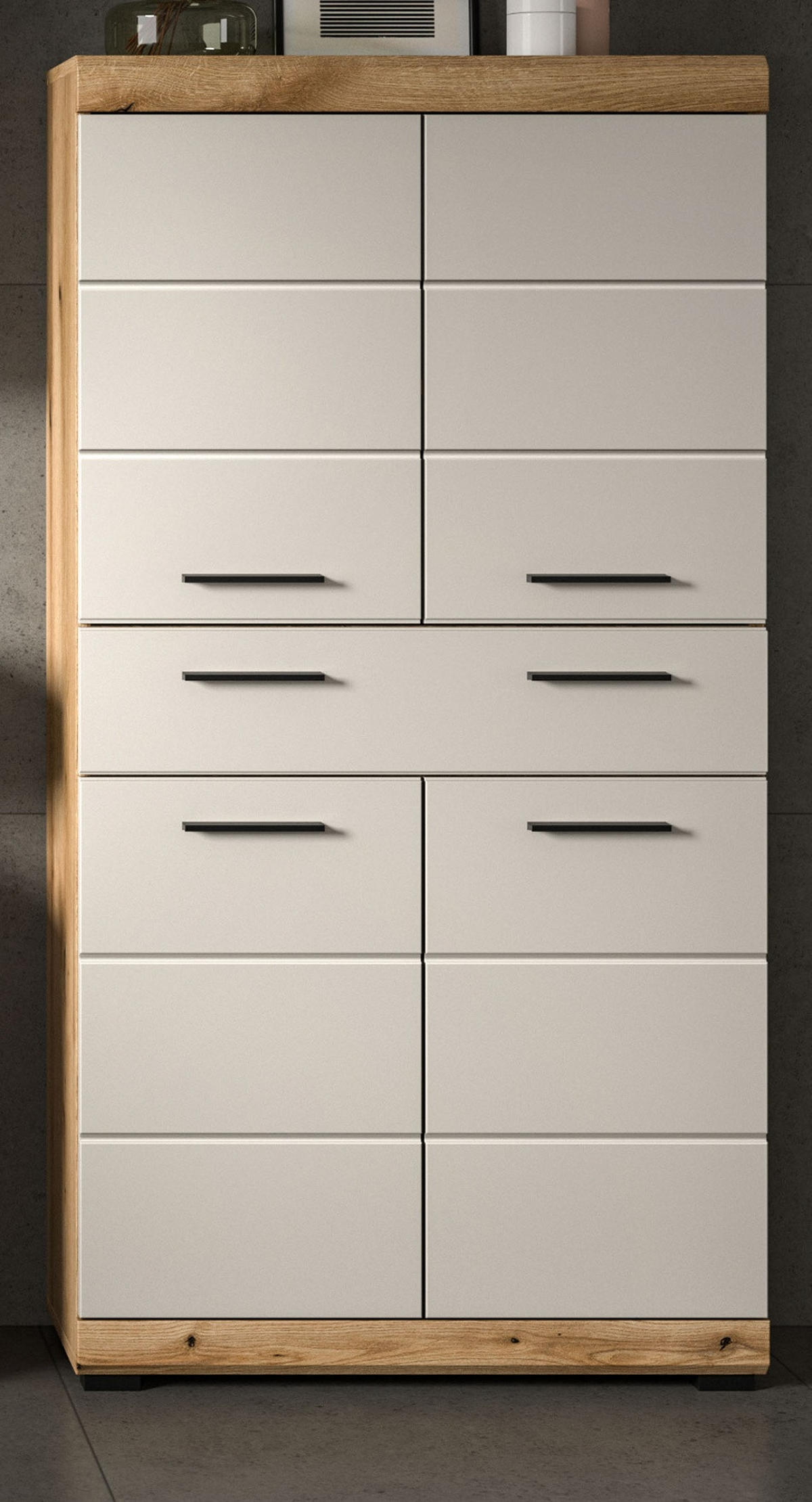 MIDISCHRANK Sand Kaschmir, Evoke Eiche, Badschrank 74 cm, viel Stauraum - Kaschmir/Eichefarben, Holzwerkstoff/Kunststoff (74/141/31cm) - Inn.Furn
