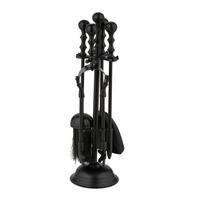 5-TLG.KAMINBESTECK-SET - Schwarz, Textil/Metall (11.5/41/11.5cm) - Relaxdays