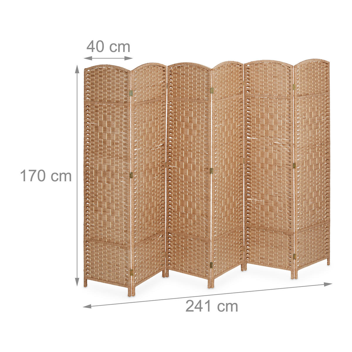 PARAVENT - Hellbraun, Holz/Papier (241/170/2cm) - Relaxdays