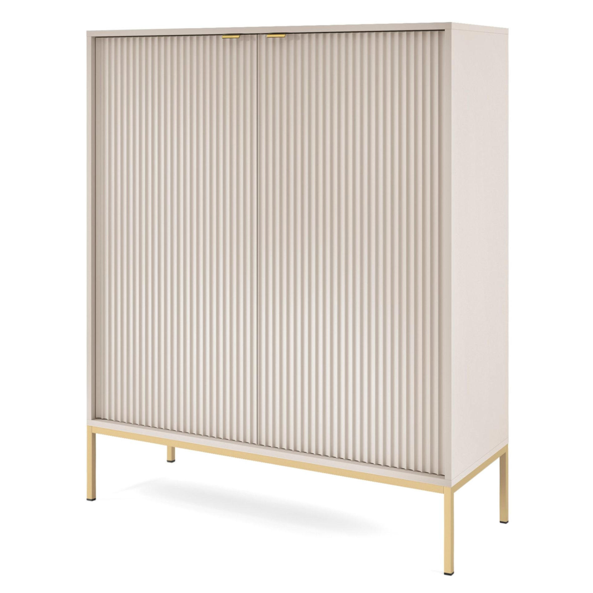 VELLORE Highboard - Ecru/Beige, Holzwerkstoff/Metall (104/125/39cm) - Selsey