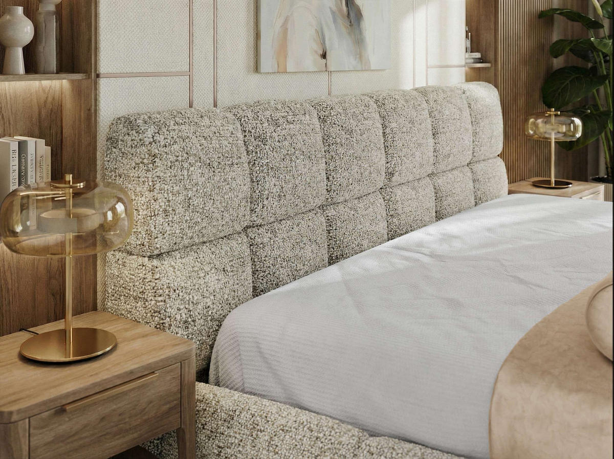 POLSTERBETT NIRA CLASSIC 160/200 - Beige Strukture - ohne Matratze - Beige, Textil (160/200cm) - MKS