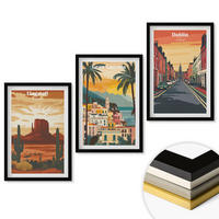 WANDBILDER 3er-Set - 40x60 cm Schwarzer Rahmen - Landschaften natürlicher Städte - Schwarz, Kunststoff (40/60cm) - ArtPrintCave