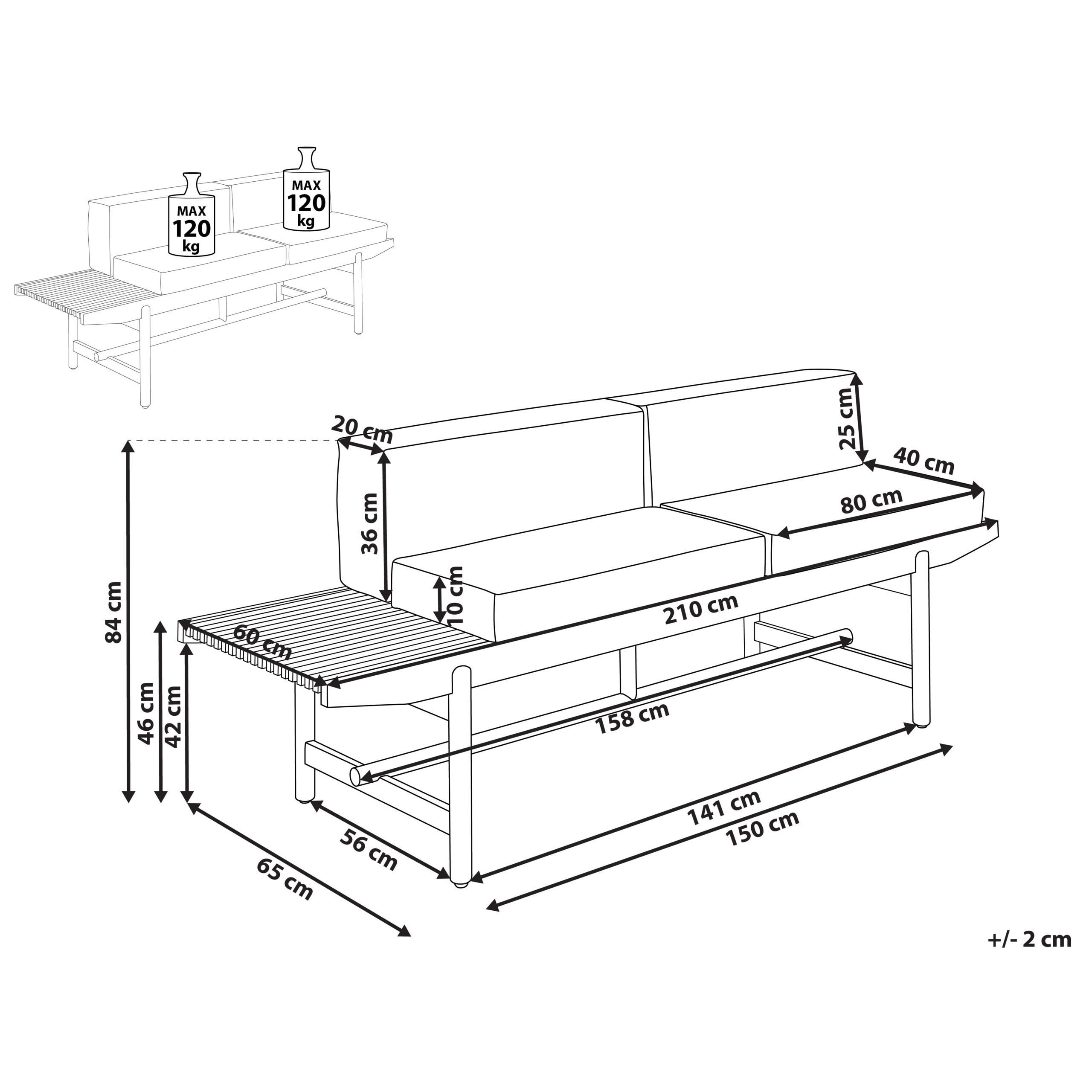 Thumbnail - Beliani Gartenbank, Hellbraun, Weiß, Holz, 210x84x65 cm, Gartenmöbel, Gartenbänke