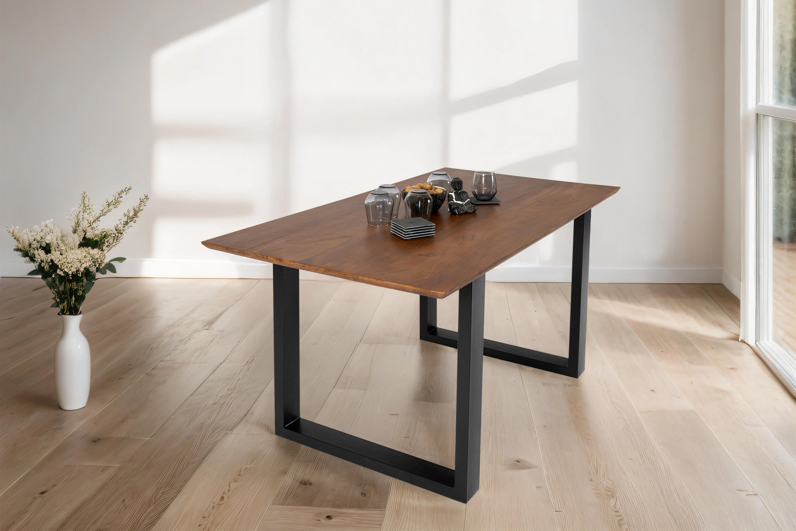ESSTISCH ATLANTA - Schwarz/Braun, Holz/Metall (80/140/77cm) - SAM