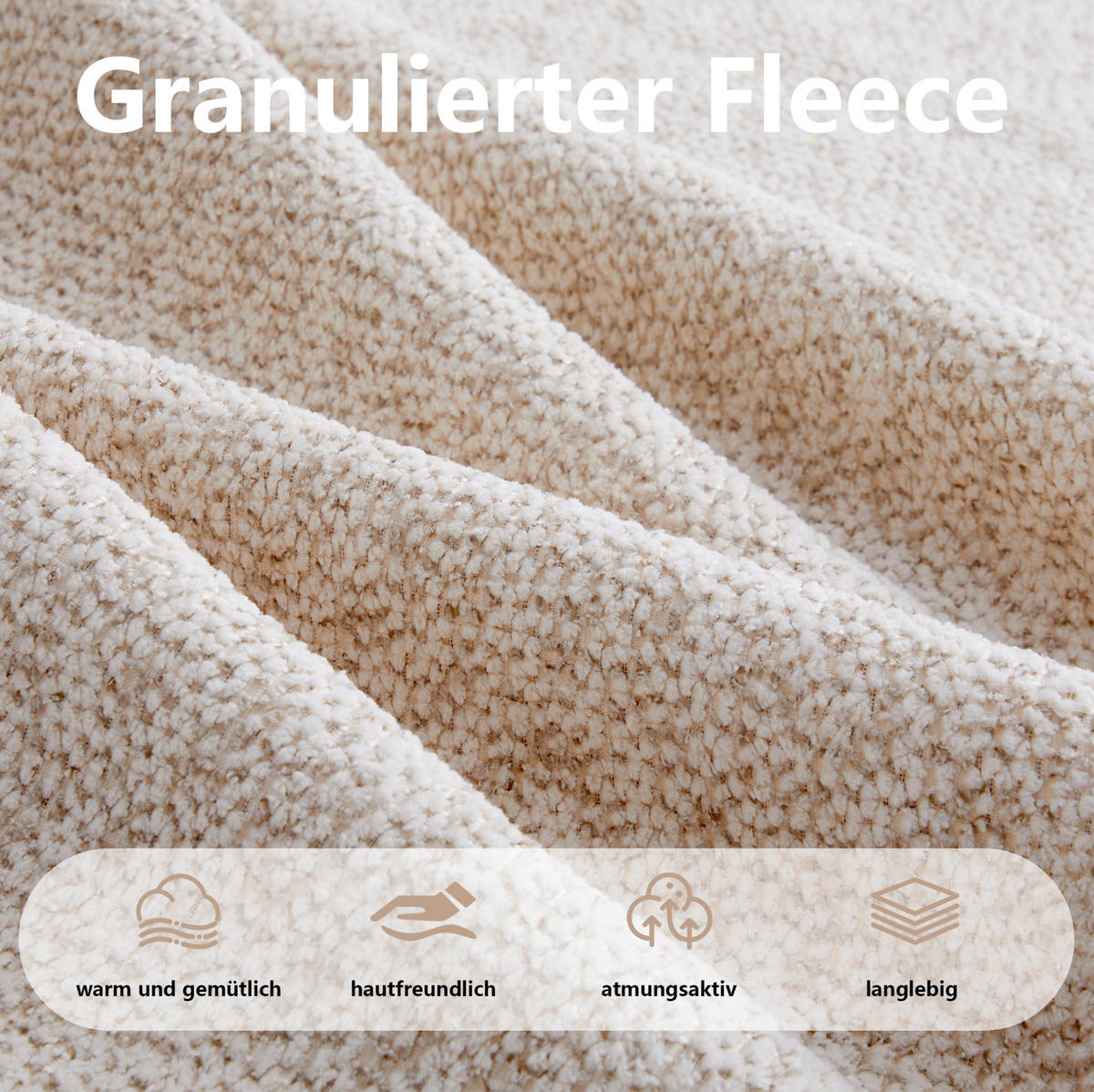 ECKSOFA 210/104/79 cm beige-weiß aus granuliertem Fleece mit ergonomischer Form, ohne Montage - Beige, Textil (104/210cm) - OKWISH