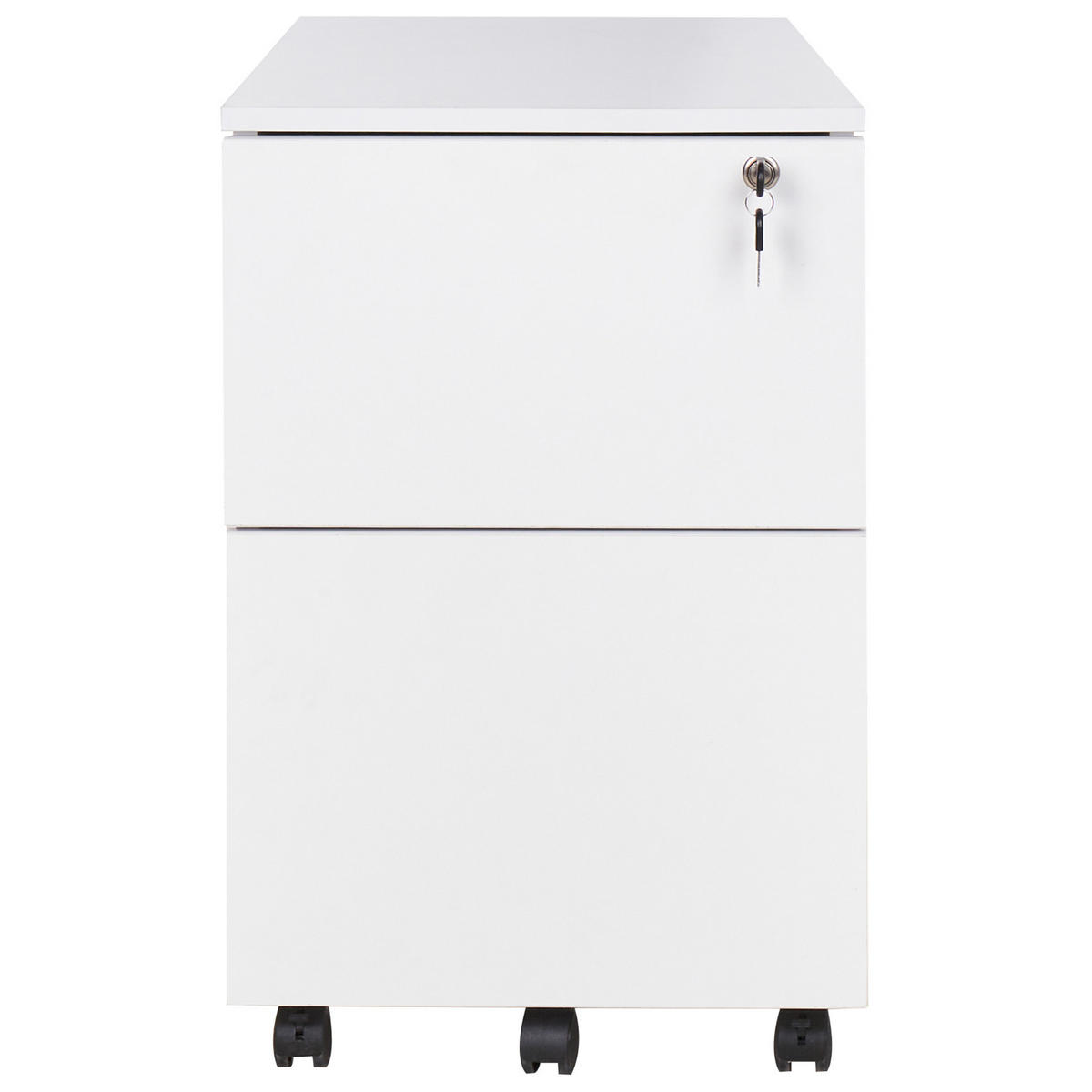 AKTENSCHRANK weiß 2 Schubladen mit Rollen Johnson - Schwarz/Weiß, Holzwerkstoff (40/62/40cm) - Beliani
