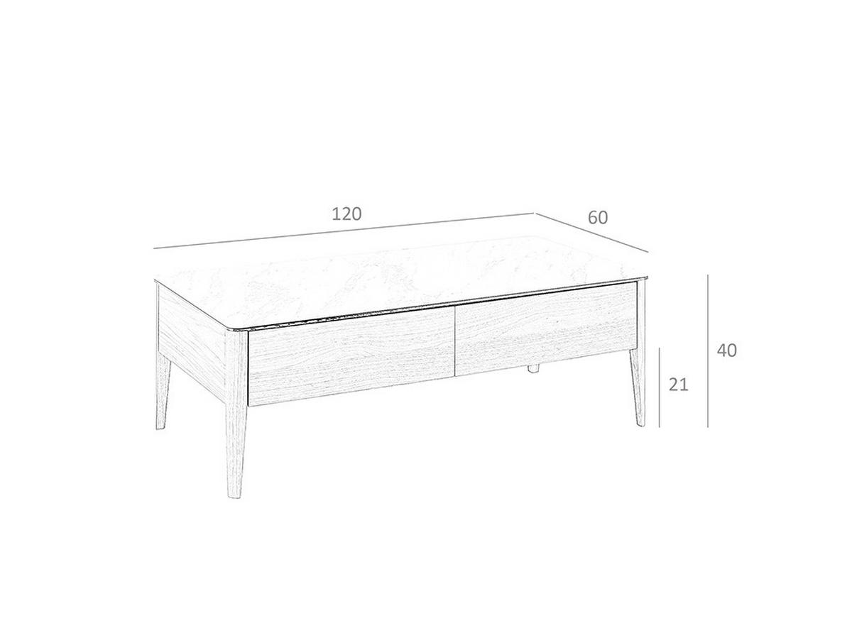 COUCHTISCH Rechteckiger aus Porzellanmarmor und Nussbaumholz 120/60/40 cm - Nussbaumfarben/Walnussfarben, Holz/Holzwerkstoff (60/120/40cm) - ANGEL CERDA
