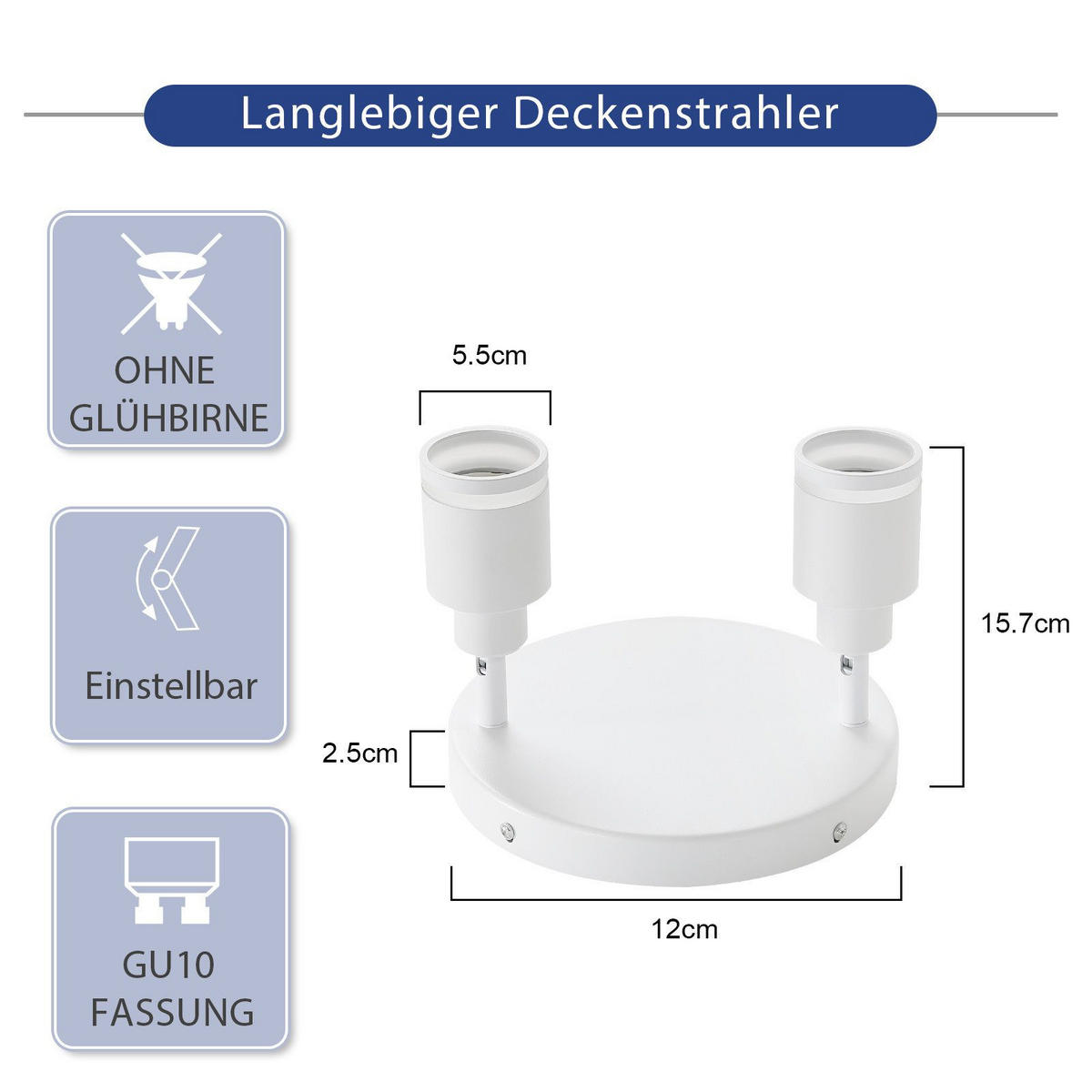 STRAHLER Fülle 2-flammig 20/20/15.7 cm - Weiß, Metall (20/20/15.7cm) - ZMH