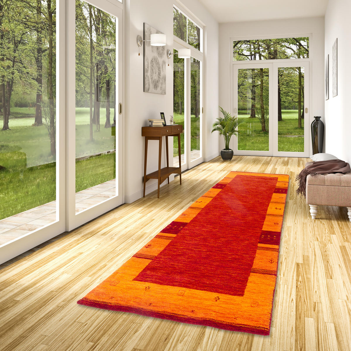 NATUR WOLLE TEPPICH GABBEH ESTA LÄUFER - Terracotta, Textil (90/160cm) - Pergamon