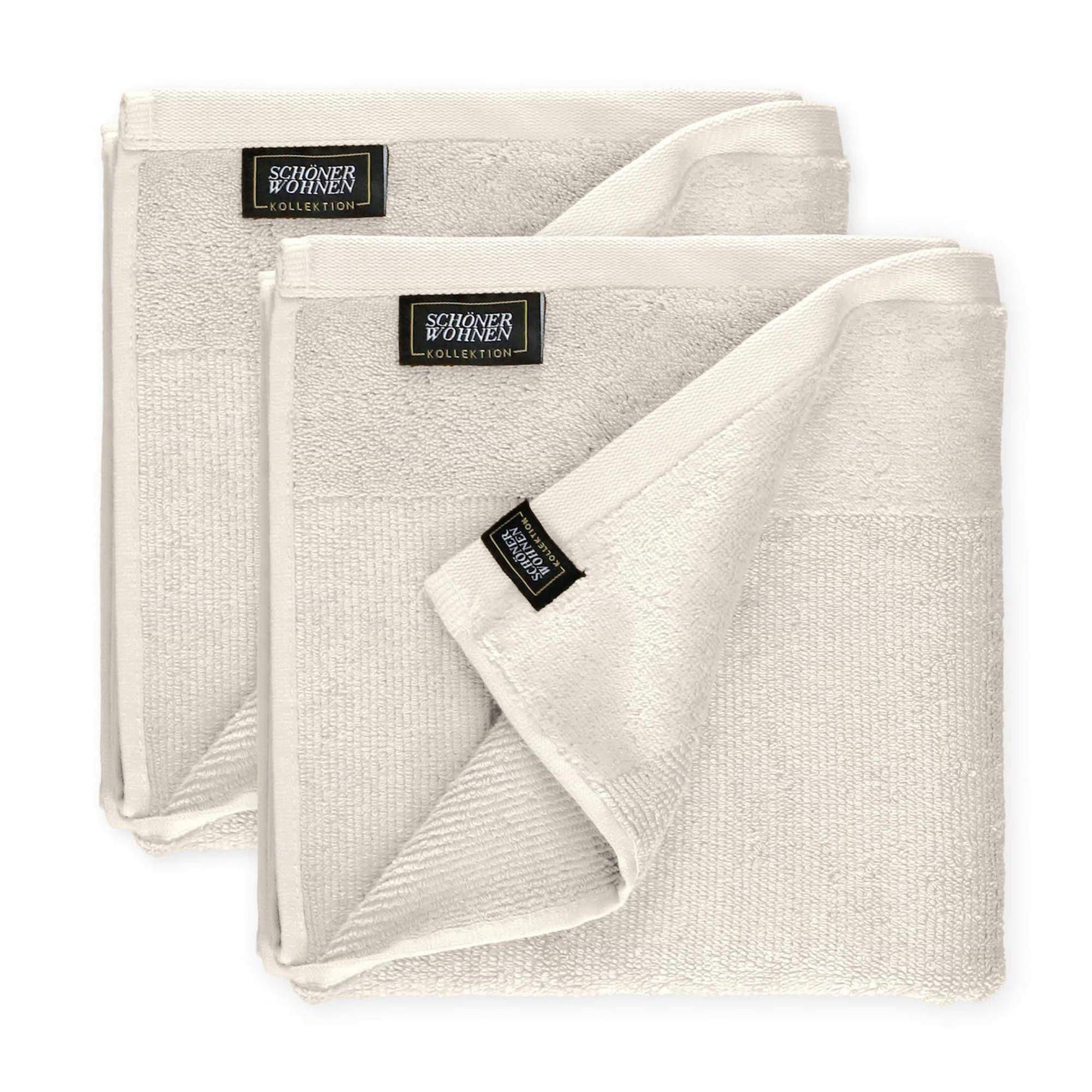 HANDTUCH AUS 100 % BAUMWOLLE SENSE 2ER SET - Creme, Textil (50/100cm) - Schöner Wohnen