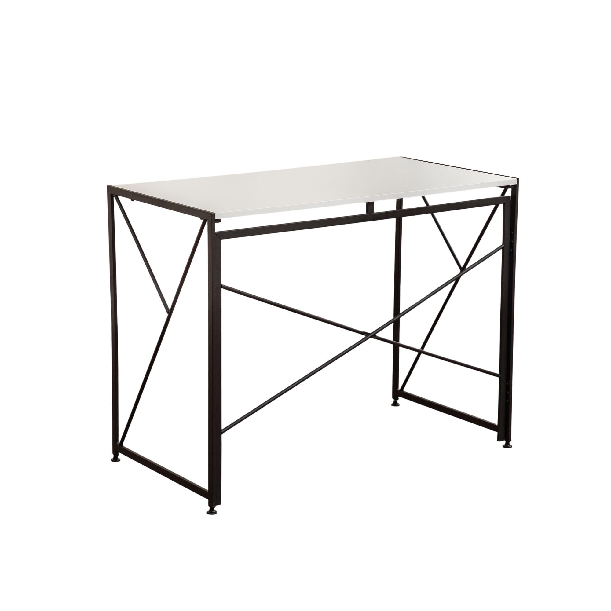 SCHREIBTISCH Klappbarer MDF wasserfest kompakt Faltfunktion schneller Aufbau Homeoffice modern - Weiß, Holzwerkstoff/Metall (99/50/75cm) - EVRYAE