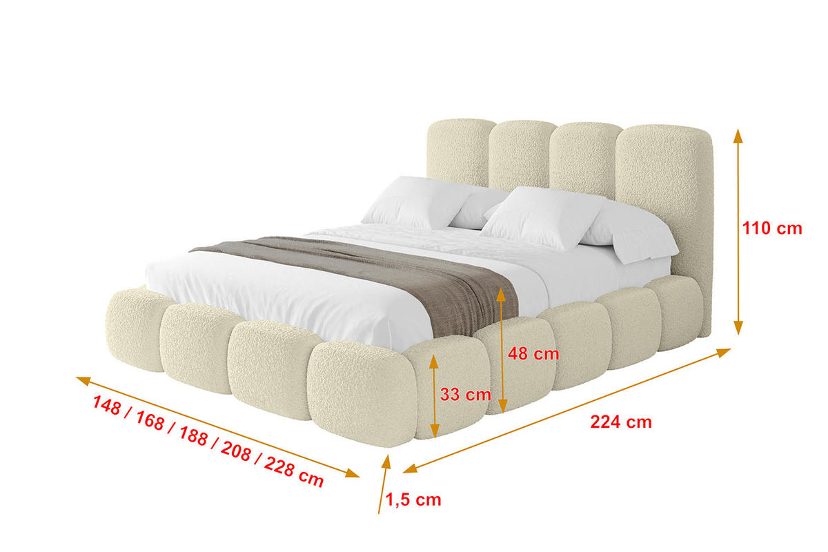 POLSTERBETT mit Bettkasten und Lattenrost, Boxbett ohne Matratze - KALA 180x200 Beige - Taupe, Holzwerkstoff/Textil (180/200cm) - ALTDECOR