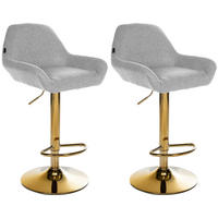 BARHOCKER 2er Set Prag Gold Stoff grau - Goldfarben/Grau, Textil/Metall (51/109/52cm) - TPFLiving