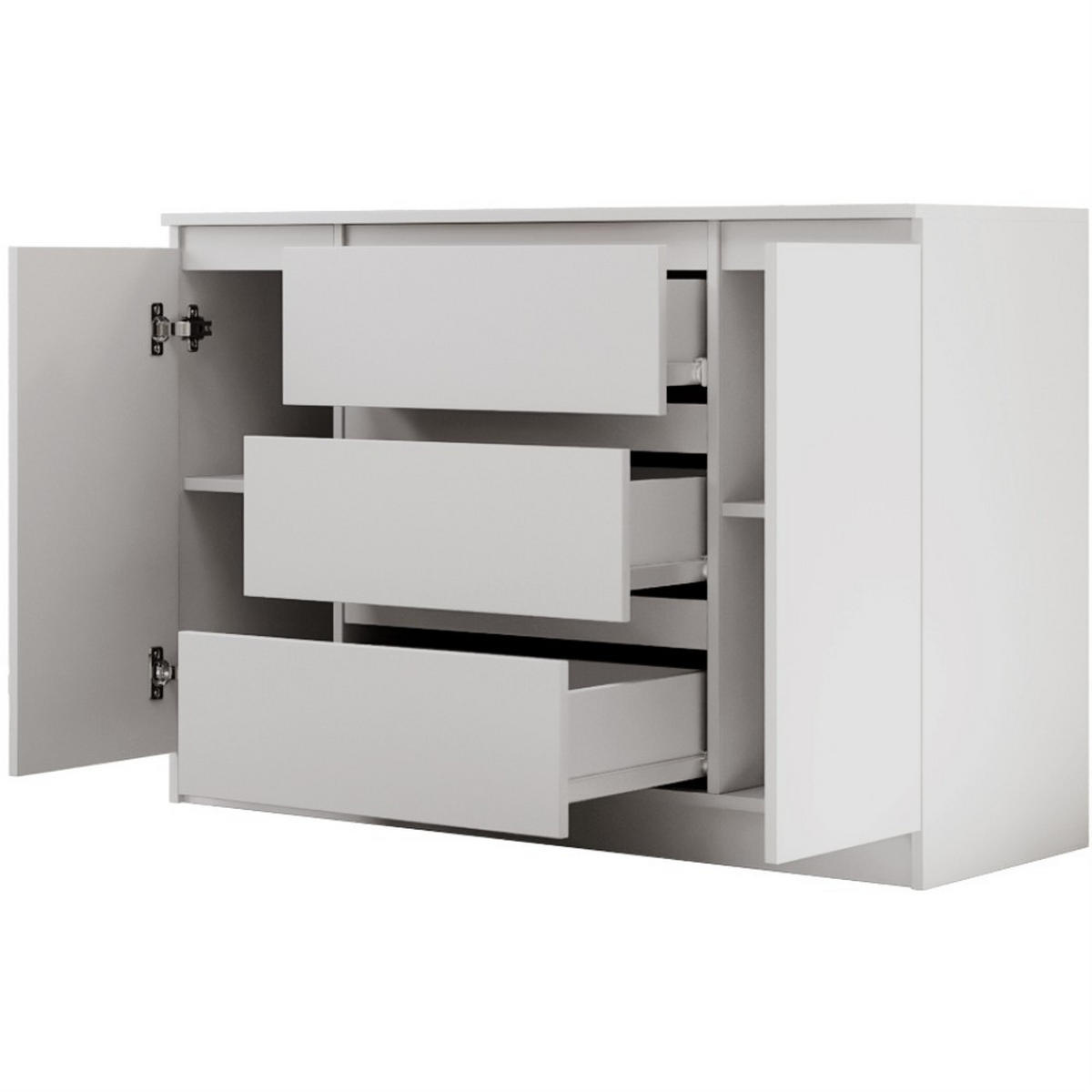 KOMMODE Lemon 140 cm mit zwei Türen und drei Schubladen Weißmatt - Weiß, Holzwerkstoff (140/78/39cm) - Beautysofa