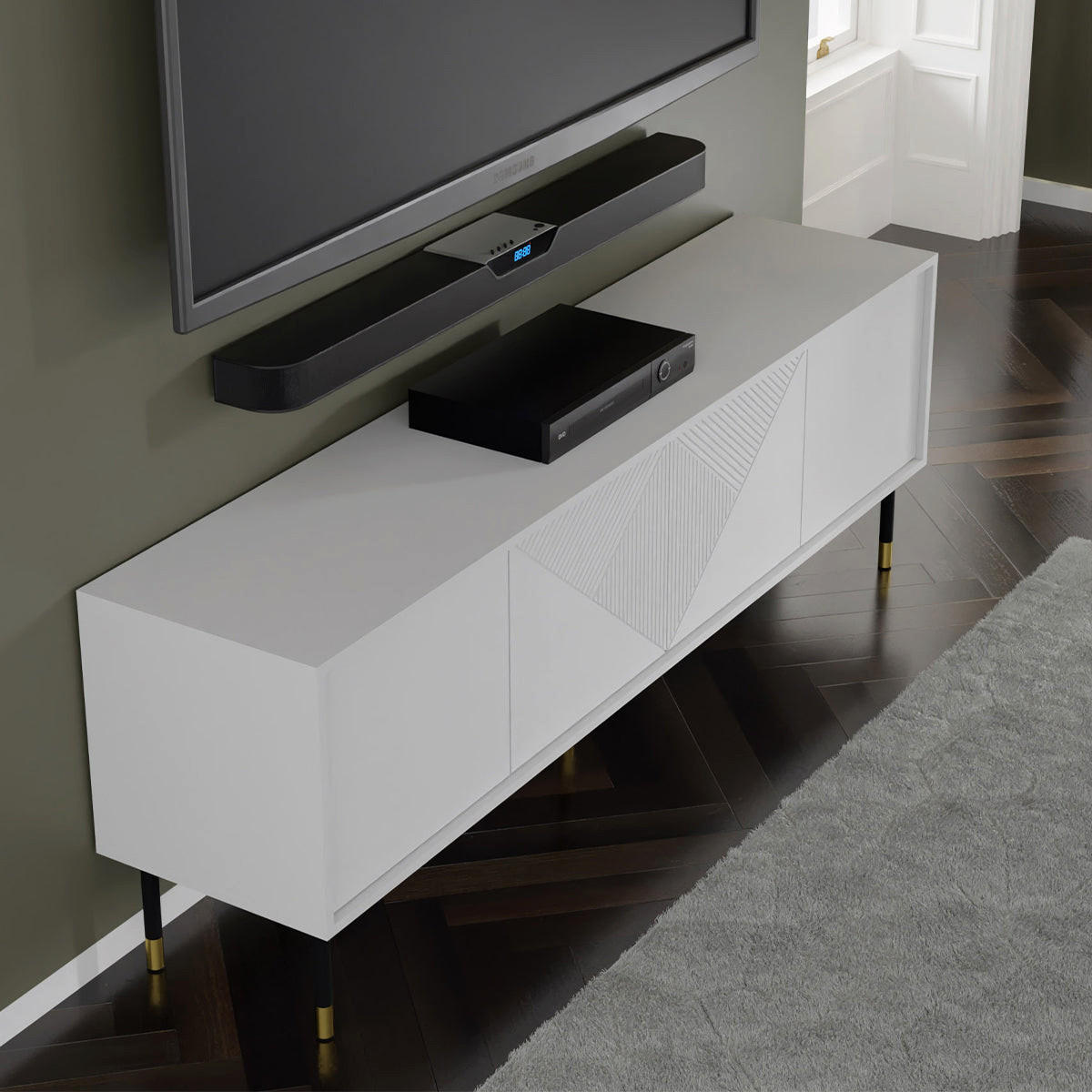 TV STOLEK Aglaé Bílá - bílá, kompozitní dřevo (180/61/40cm) - Petits-meubles