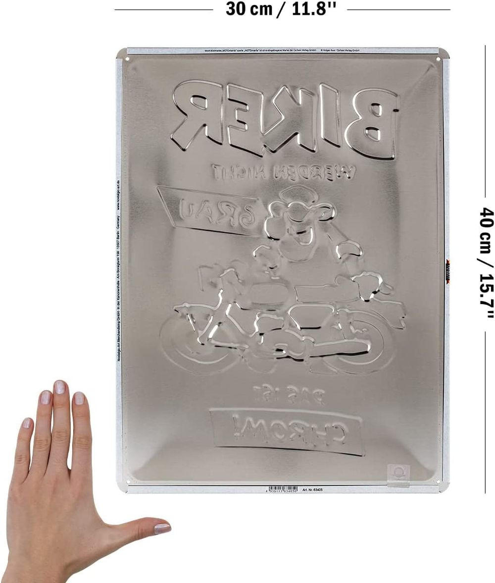 BLECHSCHILD 30/40 cm MOTOmania Biker werden nicht grau - Multicolor, Metall (30/40/0.2cm) - Nostalgic-Art