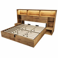 STAURAUMBETT 180/200 cm DE-00801, in Eiche, Hydraulik und Nachttischen - Eichefarben, Holz (180/200cm) - ComfortXL
