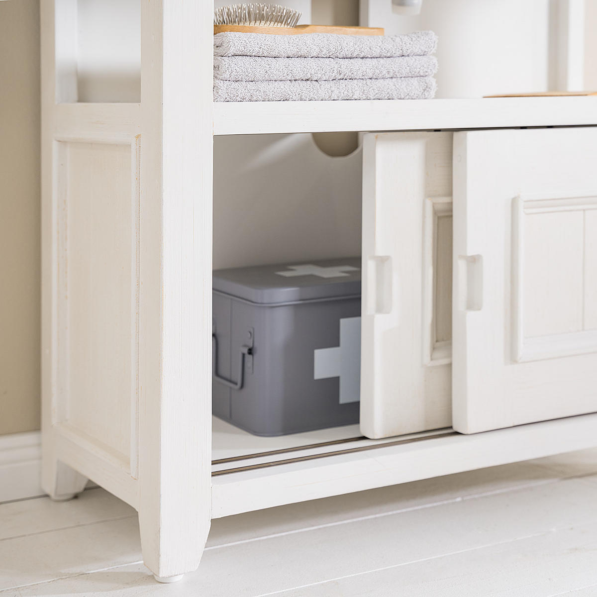 WASCHBECKENUNTERSCHRANK - Kiefer massiv - Weiß, Holz (75/68/35cm) - home24