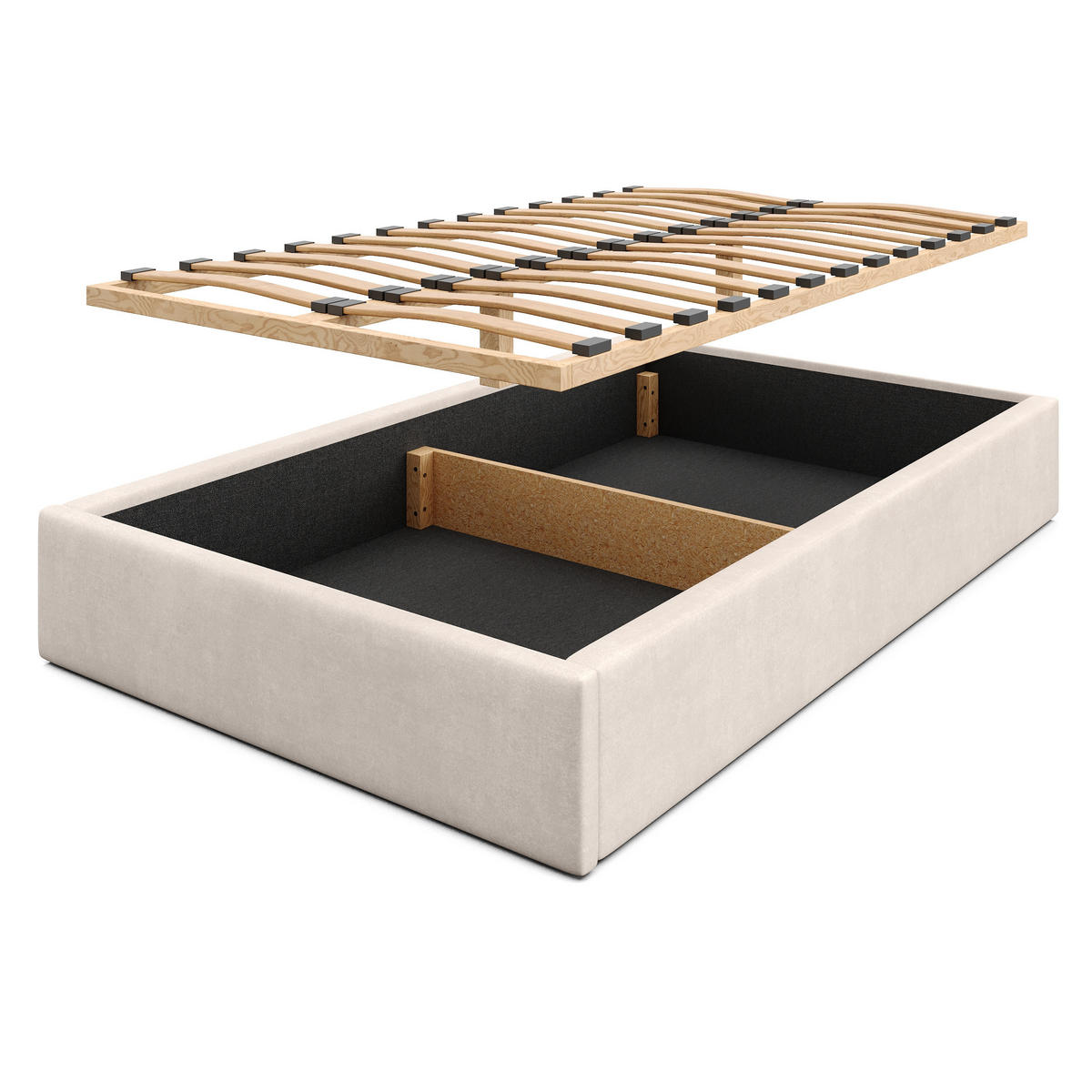 POLSTERBETT 120x200cm Bett mit Stauraum Lattenrost Creme - Creme, Holz/Holzwerkstoff (120/200cm) - Muralo