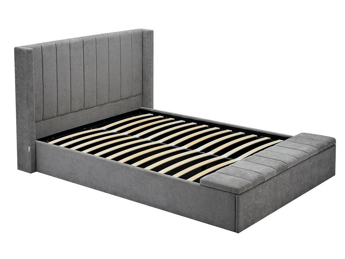 BETT mit Bettkasten - 2 Personen - Stoff - Grau - - Grau, Textil (180/200cm) - Vente-Unique