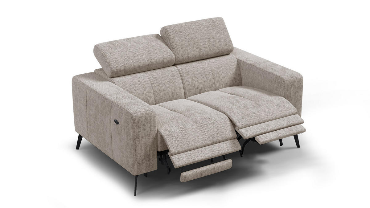 RELAXSOFA MORELLO 2-Sitzer, beige, 2 x Relax Zero Gravity - Beige, Holz/Textil (164/82/103cm) - Courtois Laville