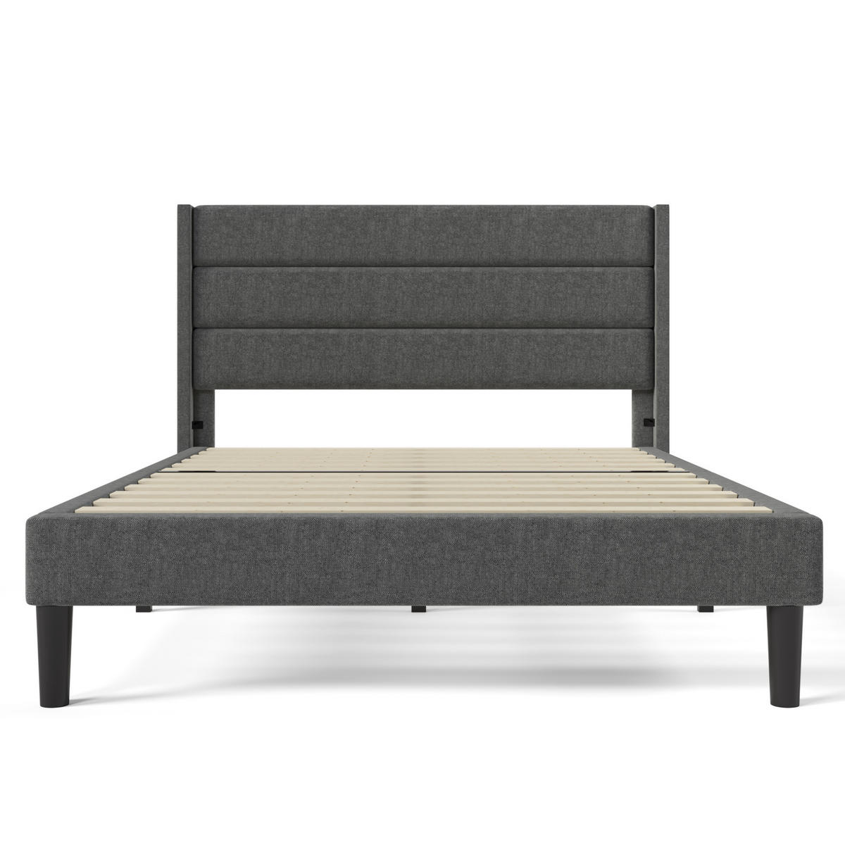 BETT mit Lattenrost 140x200 cm Leinen Dark Grey - Dunkelgrau, Metall (140/200cm) - Meubliv