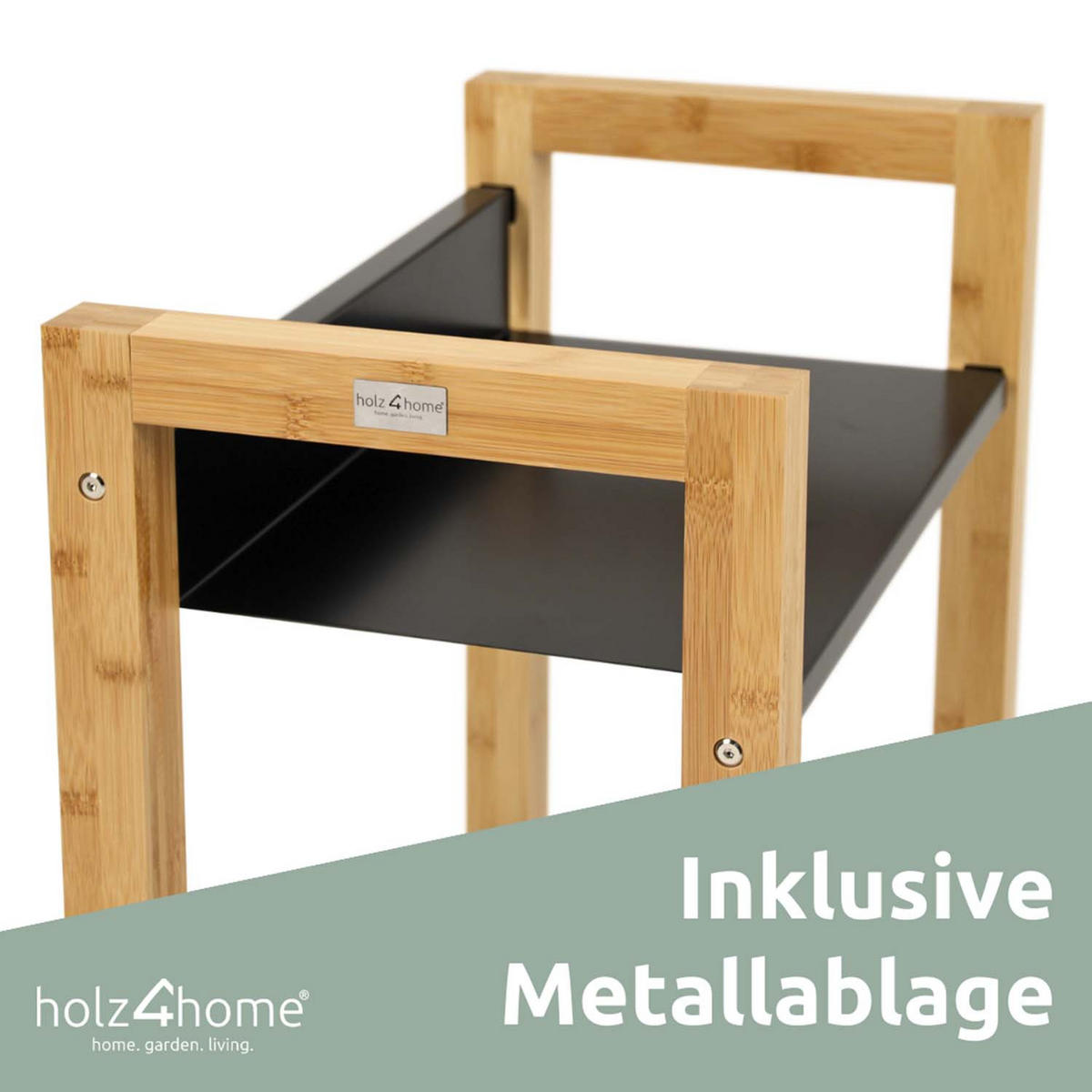 2ER Set Getränkekistenregal mit Ablage - Bambus / Schwarz - 8 Kisten - Naturfarben, Holz (56/153/32cm) - holz4home