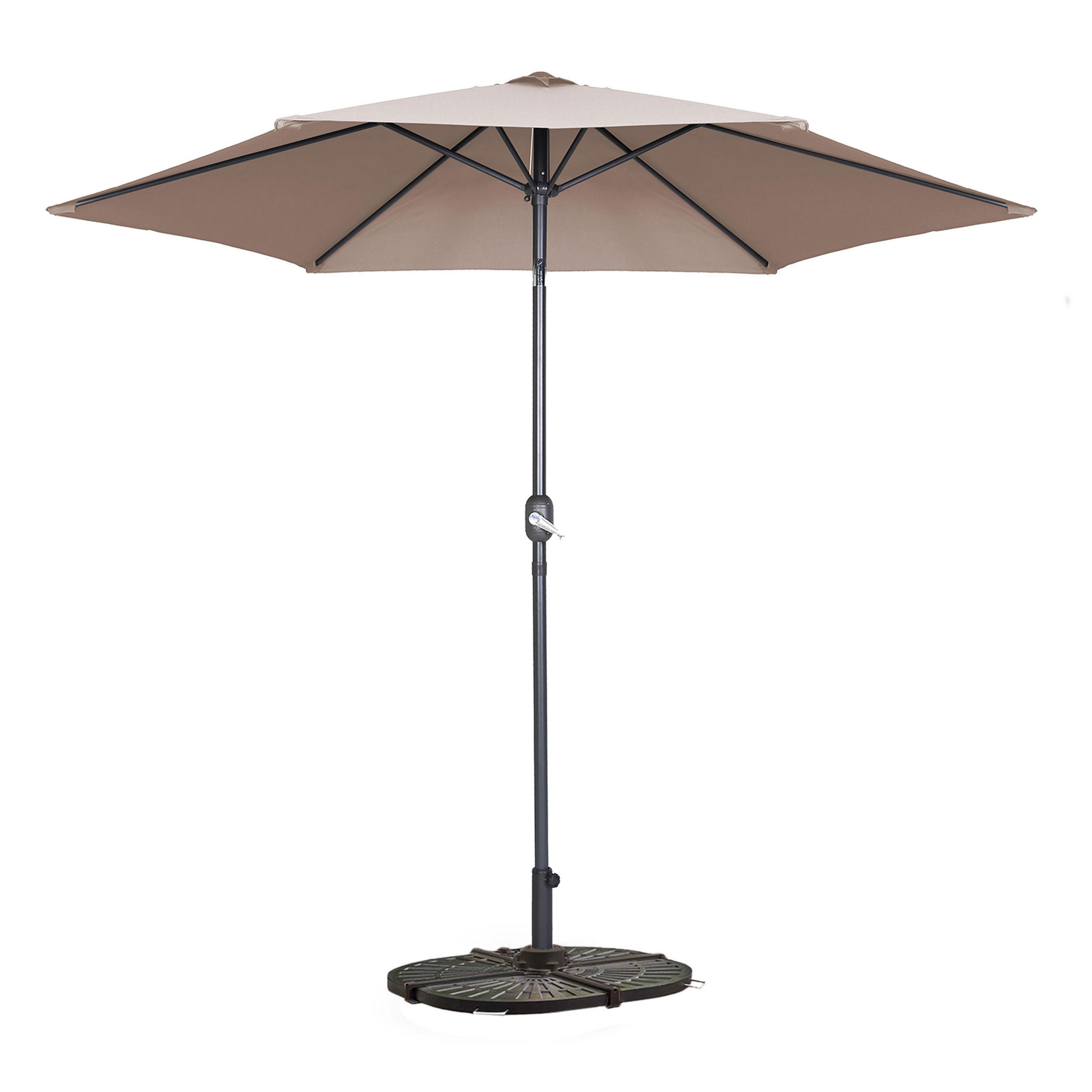SONNENSCHIRM 3x3m mit 4 Gewichtsplatten, Taupe - Taupe, Metall (300/300cm) - Oviala
