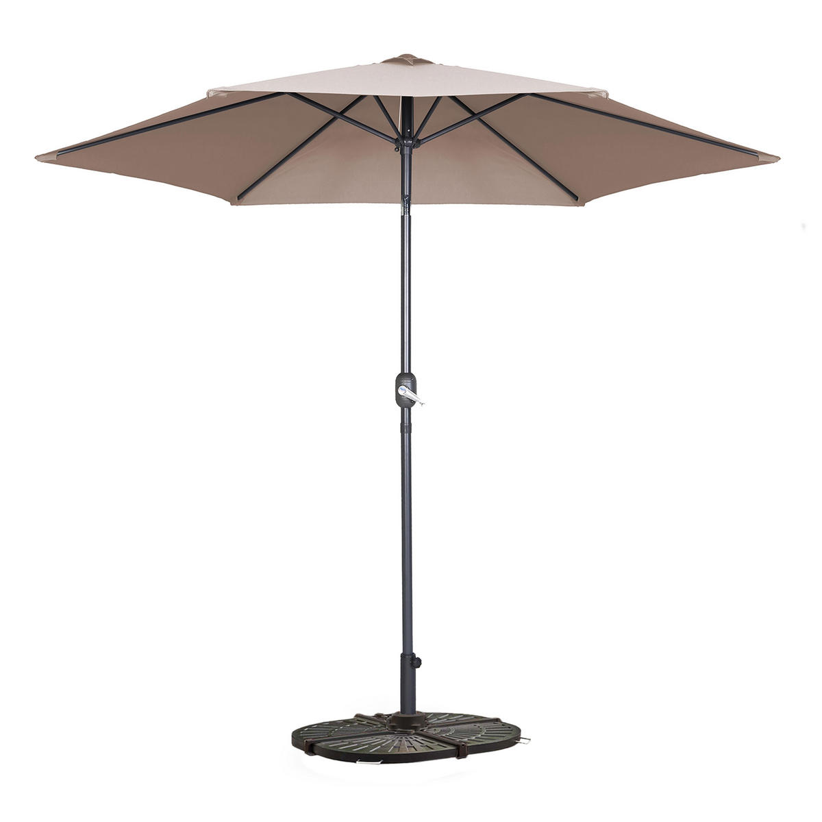 SONNENSCHIRM 3x3m mit 4 Gewichtsplatten, Taupe - Taupe, Metall (300/300cm) - Oviala