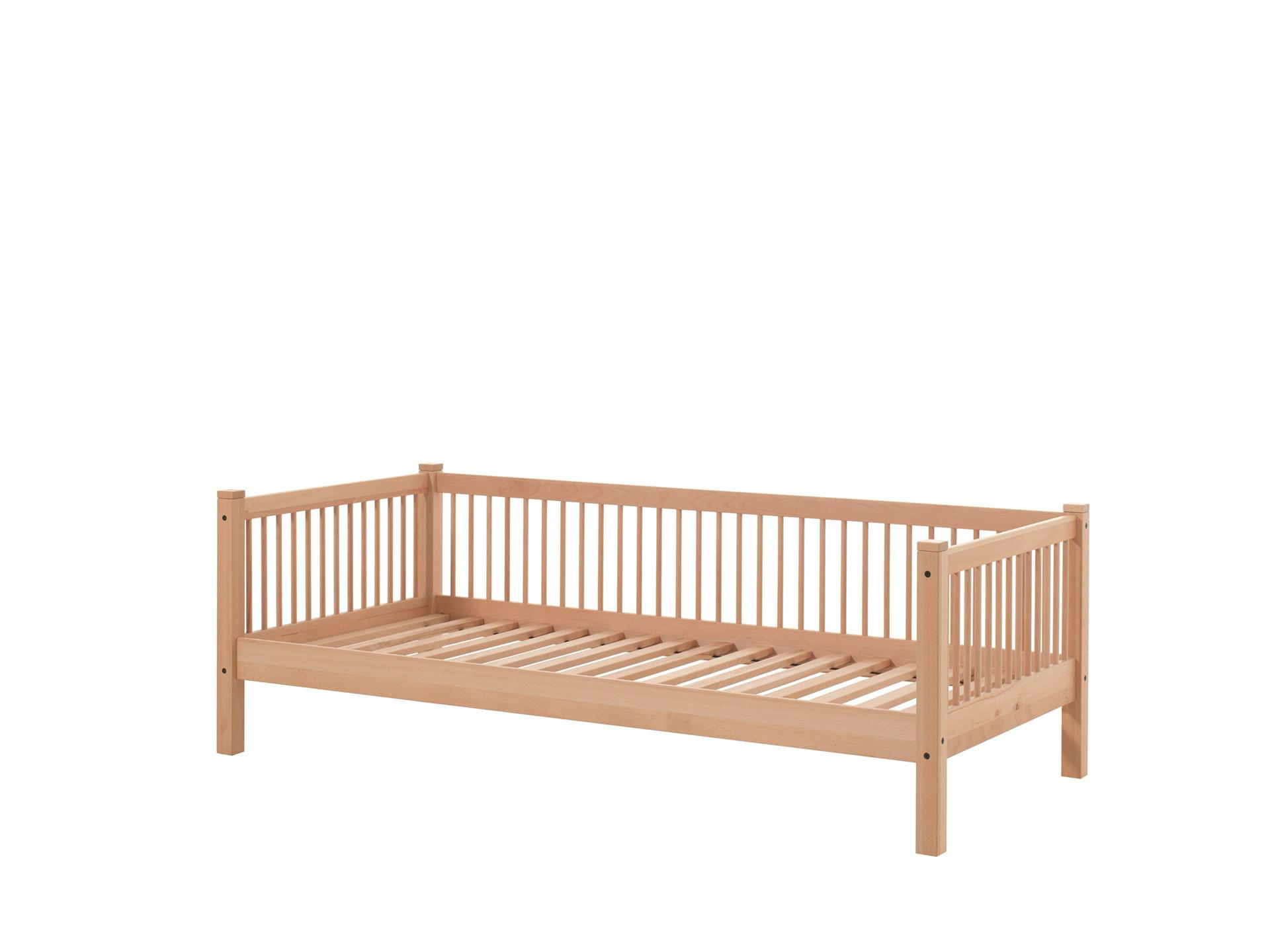 TAGESBETT Kelci 90x200 in Sprossenoptik Buche Massivholz natur - Buchefarben, Holz (90/200cm) - 58aufmkessel