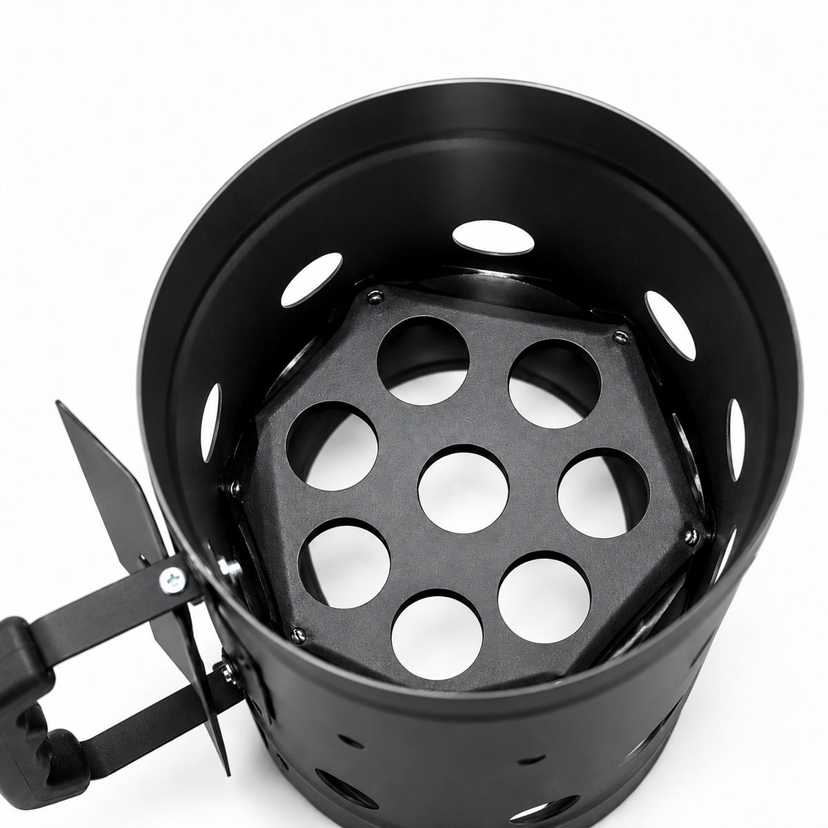 GRILLSTARTER Svart stål 27x24x16 cm - Svart, Metall/Plast (24/27/16cm) - Relaxdays