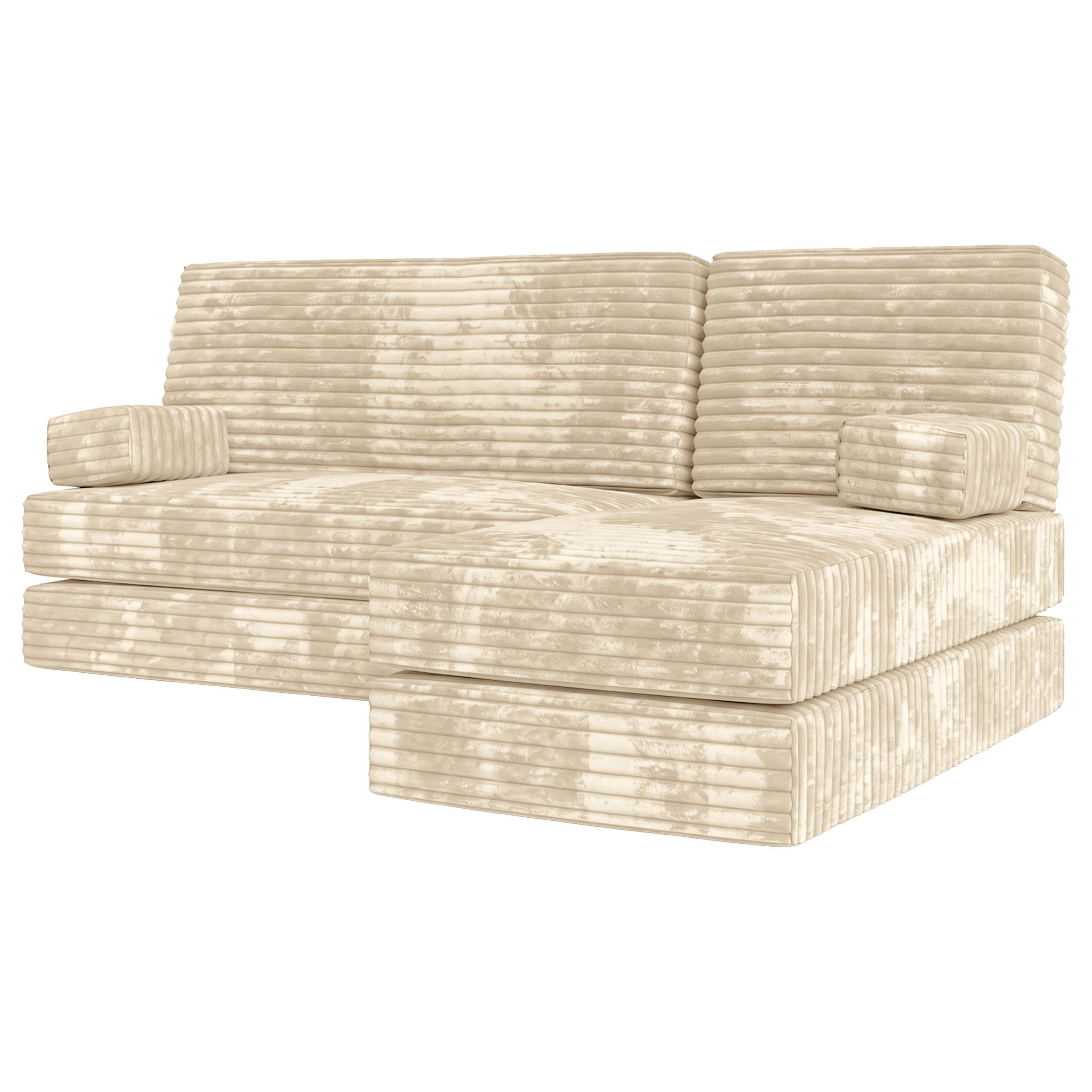 ECKSOFA NOTIA modulares Boneless Sofa mit Schlaffunktion Creme Cordstoff - Creme, Textil (200/120cm) - MASSENO