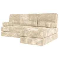 ECKSOFA NOTIA modulares Boneless Sofa mit Schlaffunktion Creme Kordstoff - Creme, Textil (200/120cm) - MASSENO