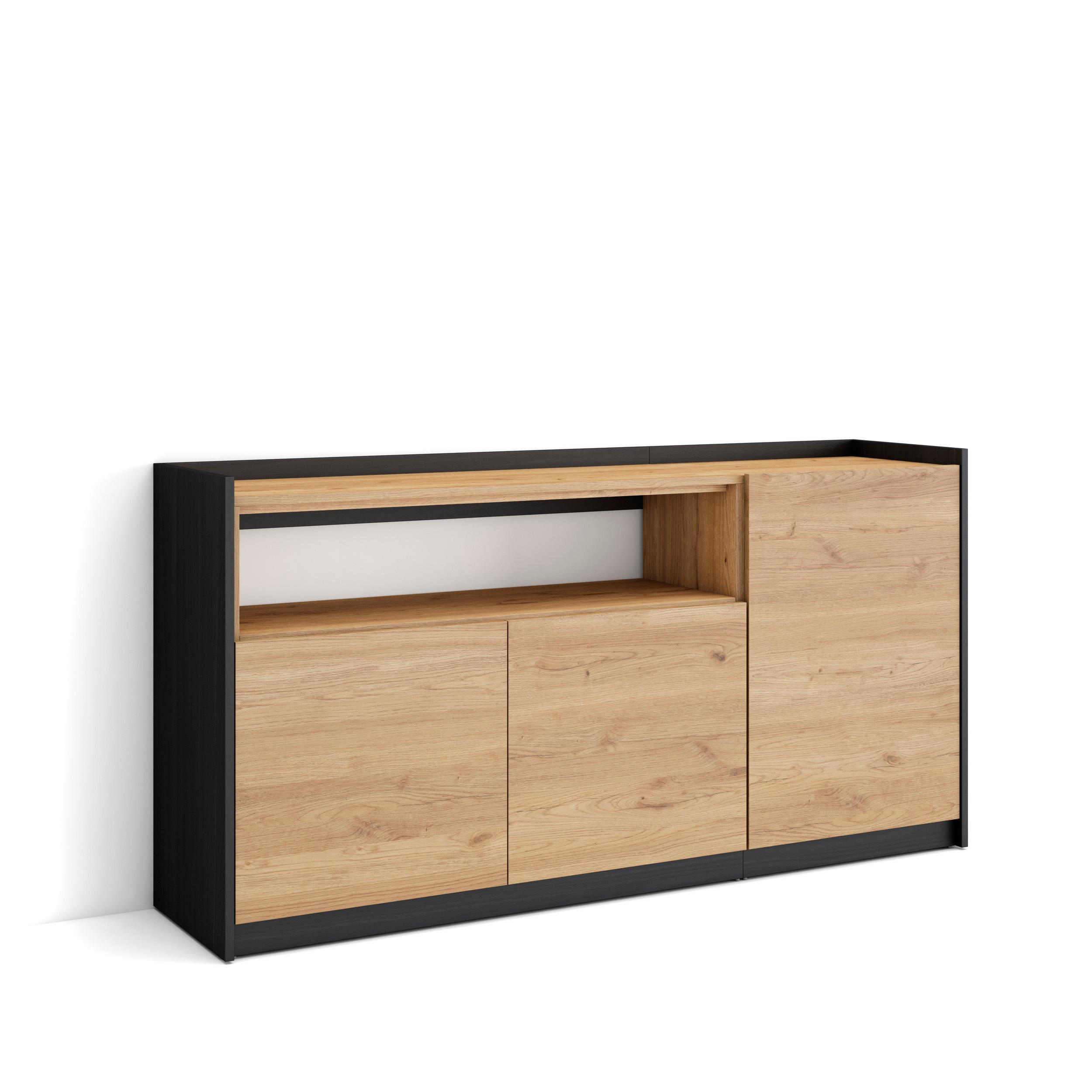 SIDEBOARD, Highboard, Eiche Schwarz, 156/37/80cm - Eichefarben, Holzwerkstoff (156/80/37cm) - Skraut Home