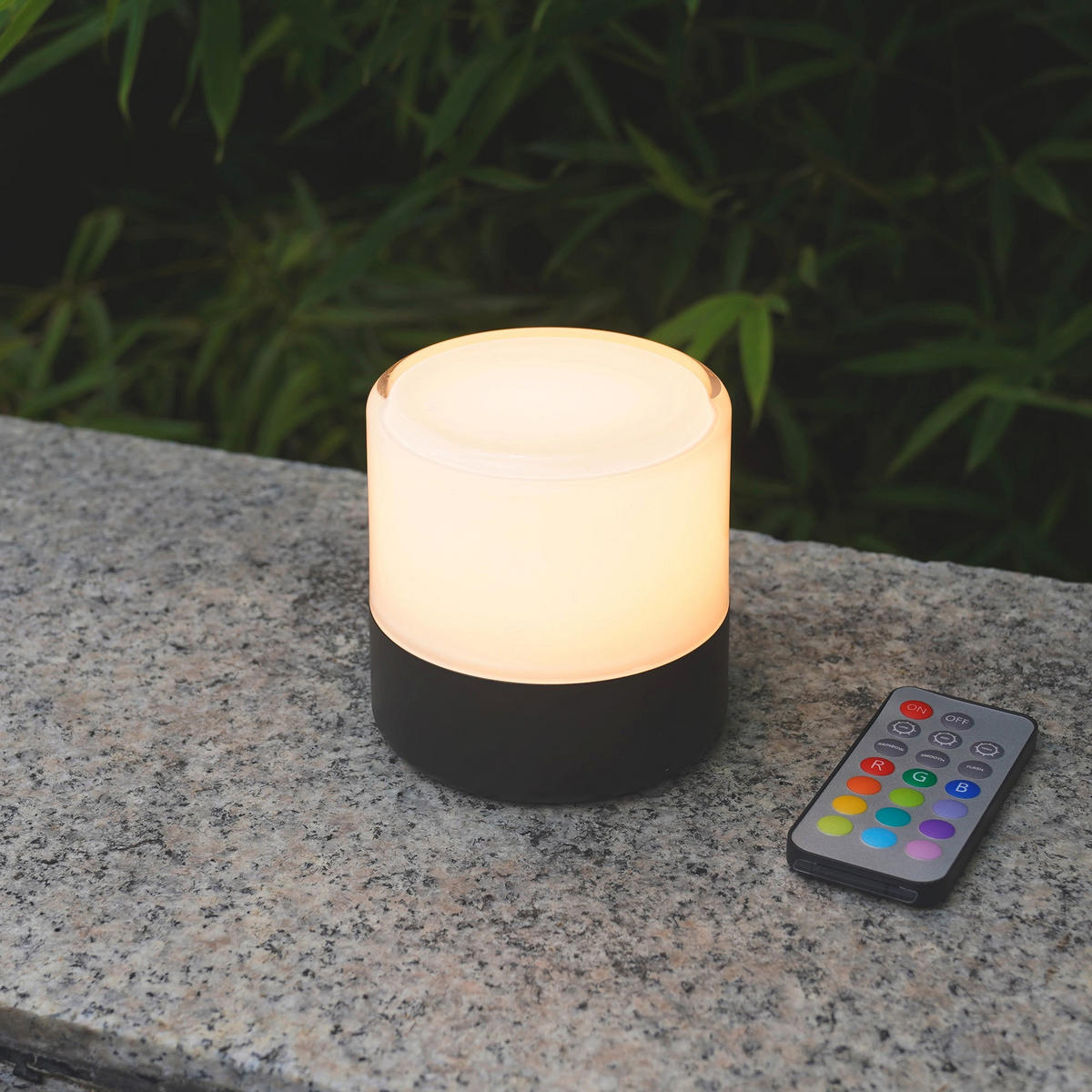 KABELLOSE Tischleuchte BOLO RGB H10cm - Schwarz, Kunststoff (9.4/9.4/9.5cm) - Lumisky