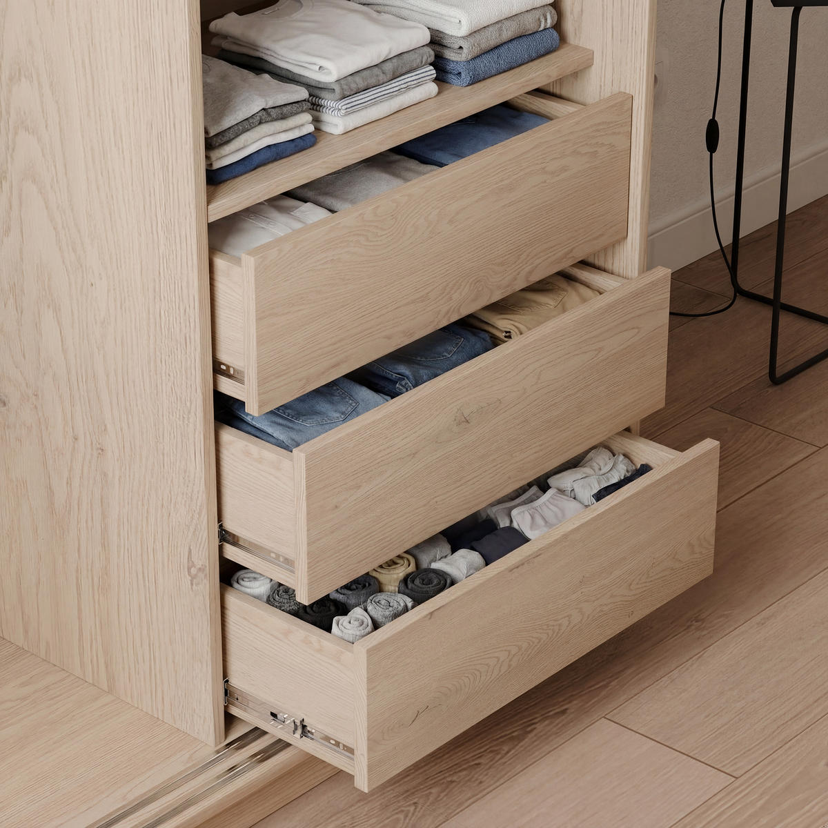 SCHIEBETÜRENSCHRANK SILENTE 160 cm mit Einlegeböden und Kleiderstange - Braun, Holzwerkstoff (160/205/60cm) - Idohome