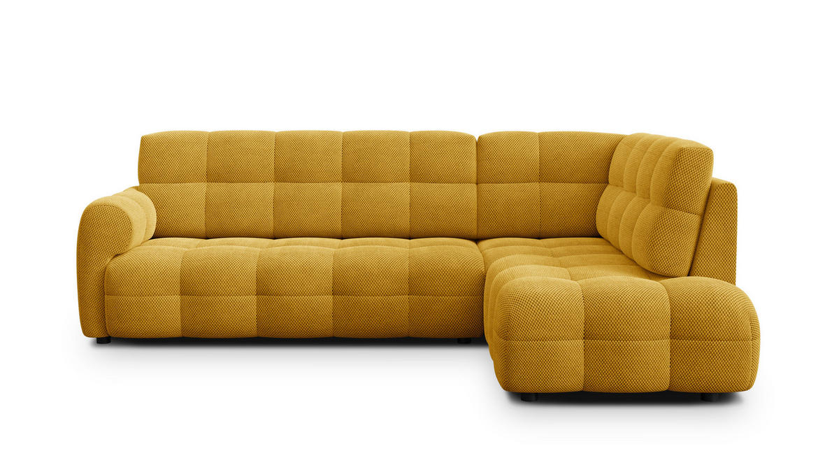 ECKSOFA MELLOW 5-Sitzer, safran - Gelb/Schwarz, Holz/Textil (283/191cm) - Courtois Laville