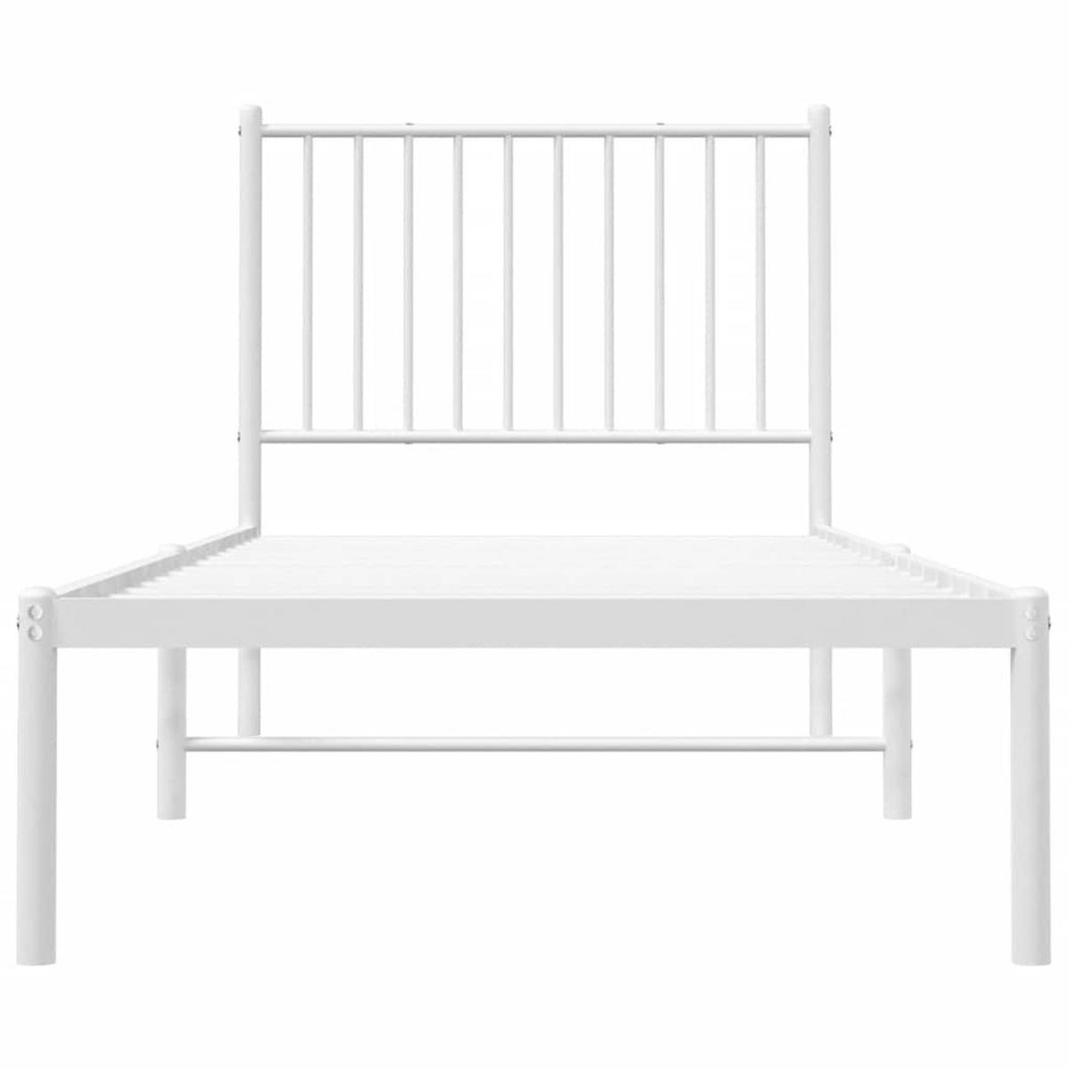 BETTGESTELL Mit Kopfteil Metall Weiss 80/200 Cm - Weiß, Metall (180/200cm) - vidaXL