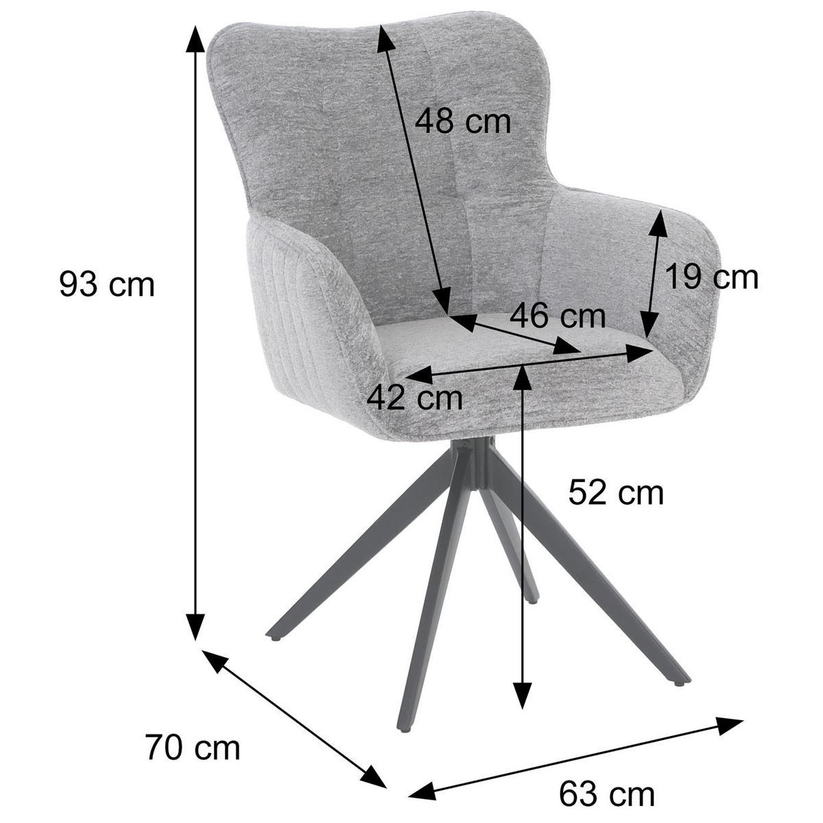 ESSZIMMERSTUHL Grau 6er-Set - Grau, Textil (63/93/70cm) - MCW