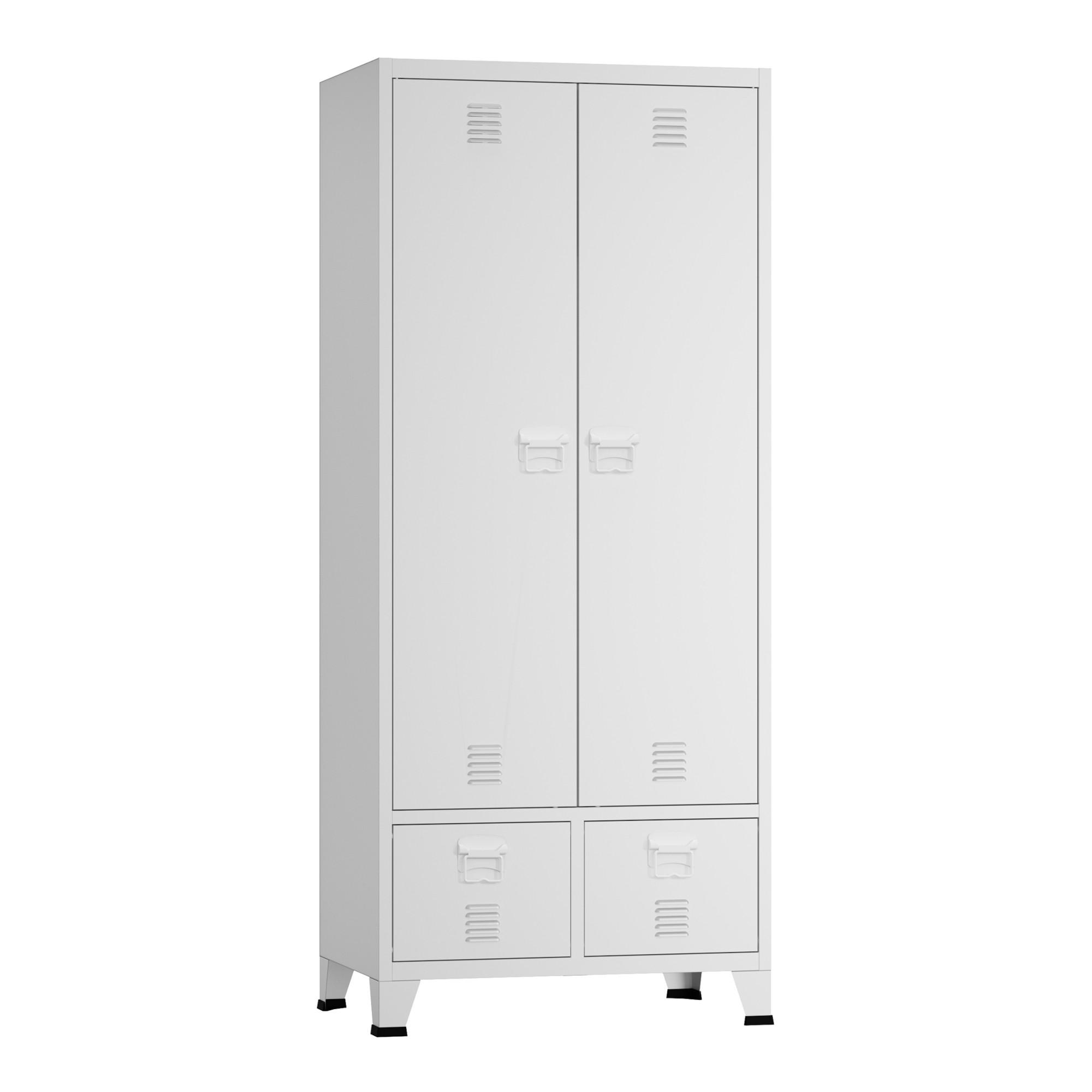 KLEIDERSCHRANK Hankasalmi - Weiß, Metall (90/180/40cm) - [en.casa]
