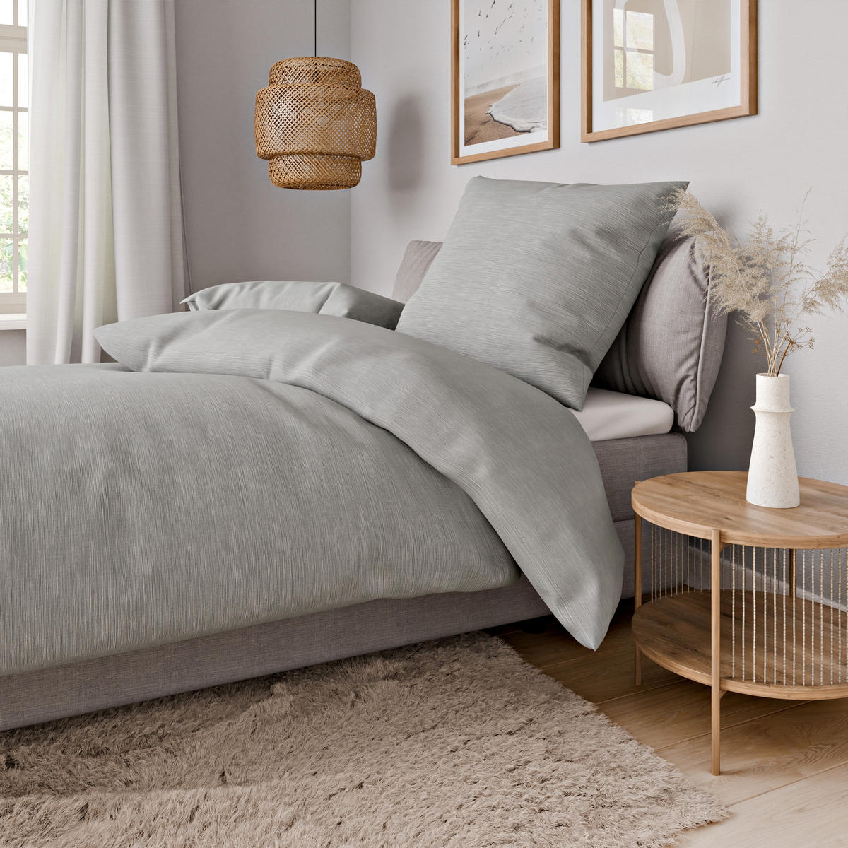 BETTWÄSCHE 155x200 Renforce Bettbezug Baumwolle Melange Grau - Grau, Textil (155/200cm) - Carpe Sonno