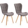STUHL 2er Set Stoff hellgrau - Eukalyptusholzfarben/Hellgrau, Holz/Textil (50/88/63cm) - CLP