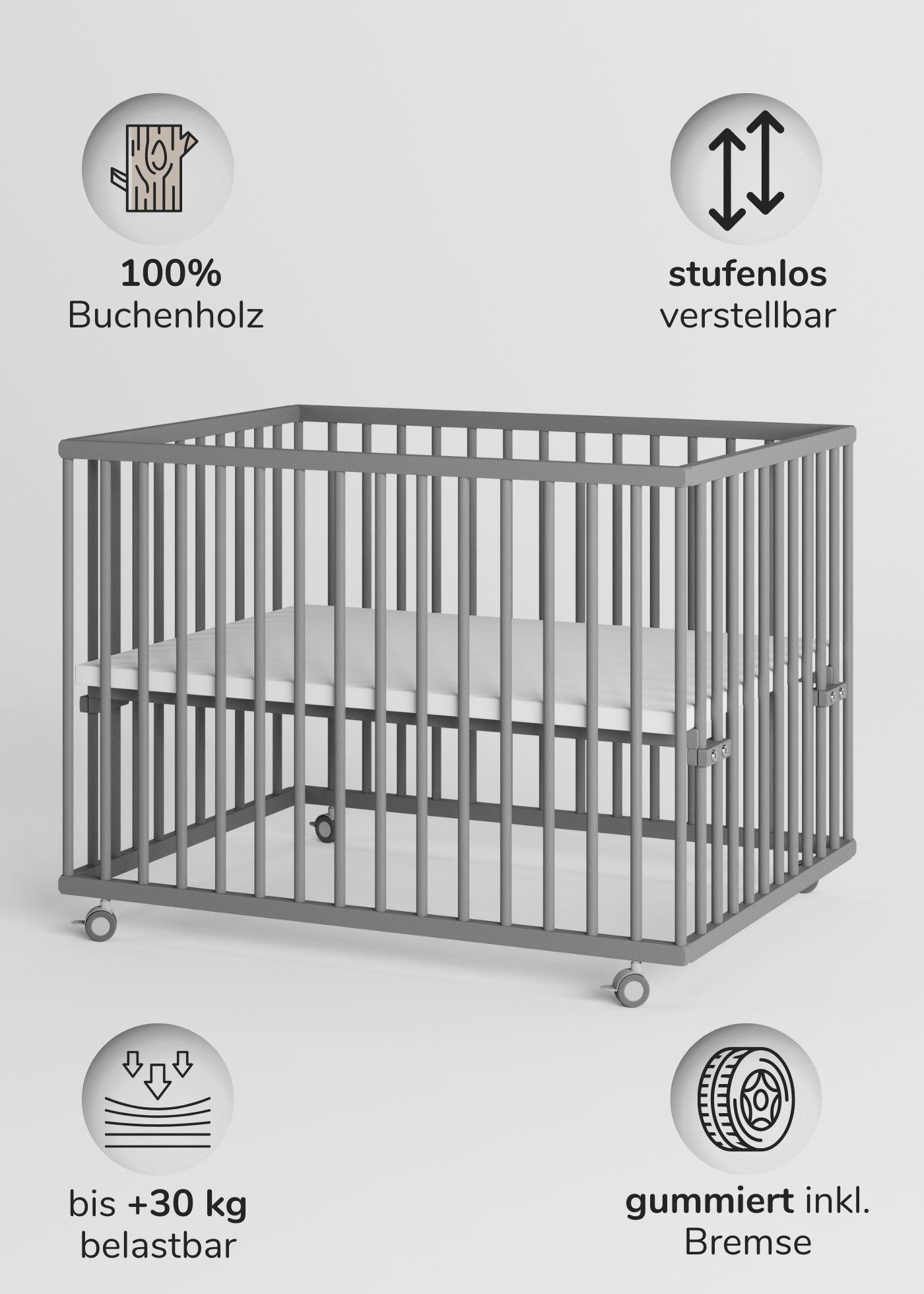 LAUFGITTER 75x100 cm - grau - Premium Kollektion - Grau, Holz (100/74/75cm) - Sämann – make a difference.