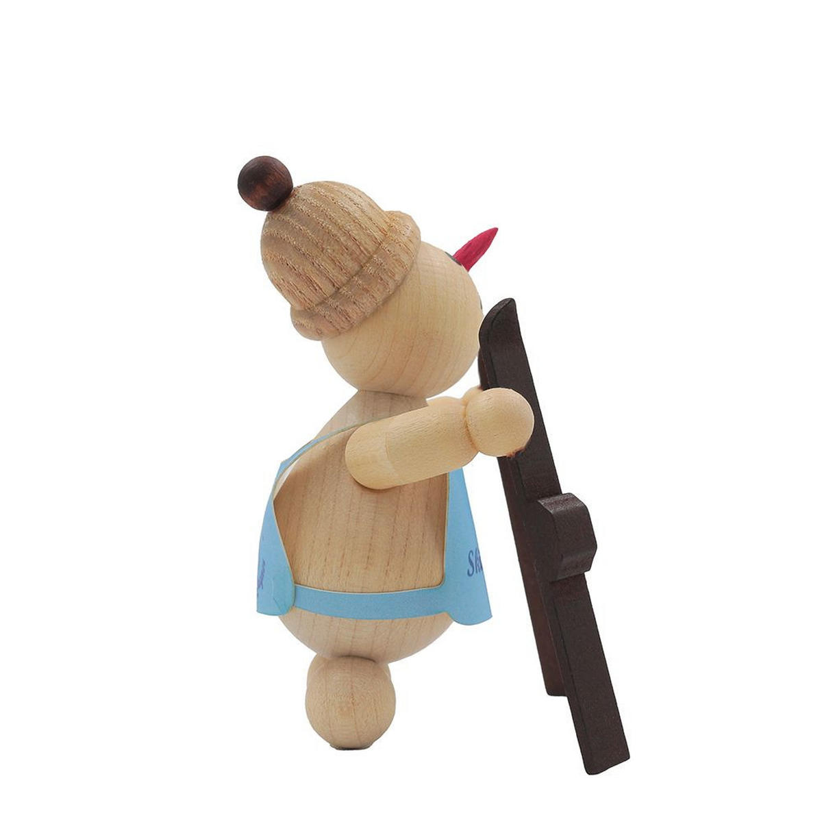 HOLZFIGUR Schneemann Junior Skianfänger Guck in die Luft 9 cm - Multicolor, Holz (8/9/0.1cm)