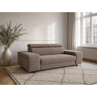 2,5-SITZER Vaasa Chenille Braun klappb. Kopfstützen 198/100/81 cm - Taupe, Kunststoff/Textil (198/81/70cm) - foamnova