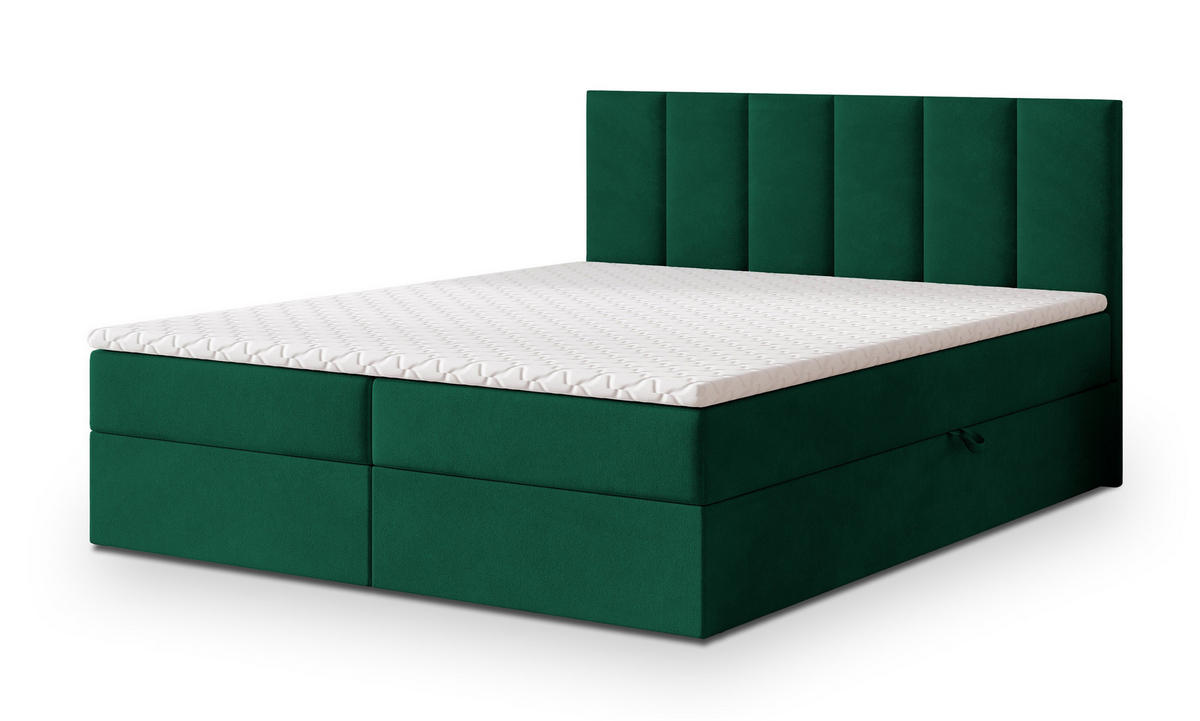 BOXBETT MERIL 180x200 cm mit Matratze und Topper - Grün - Grün, Holz (180/200cm) - MASSENO