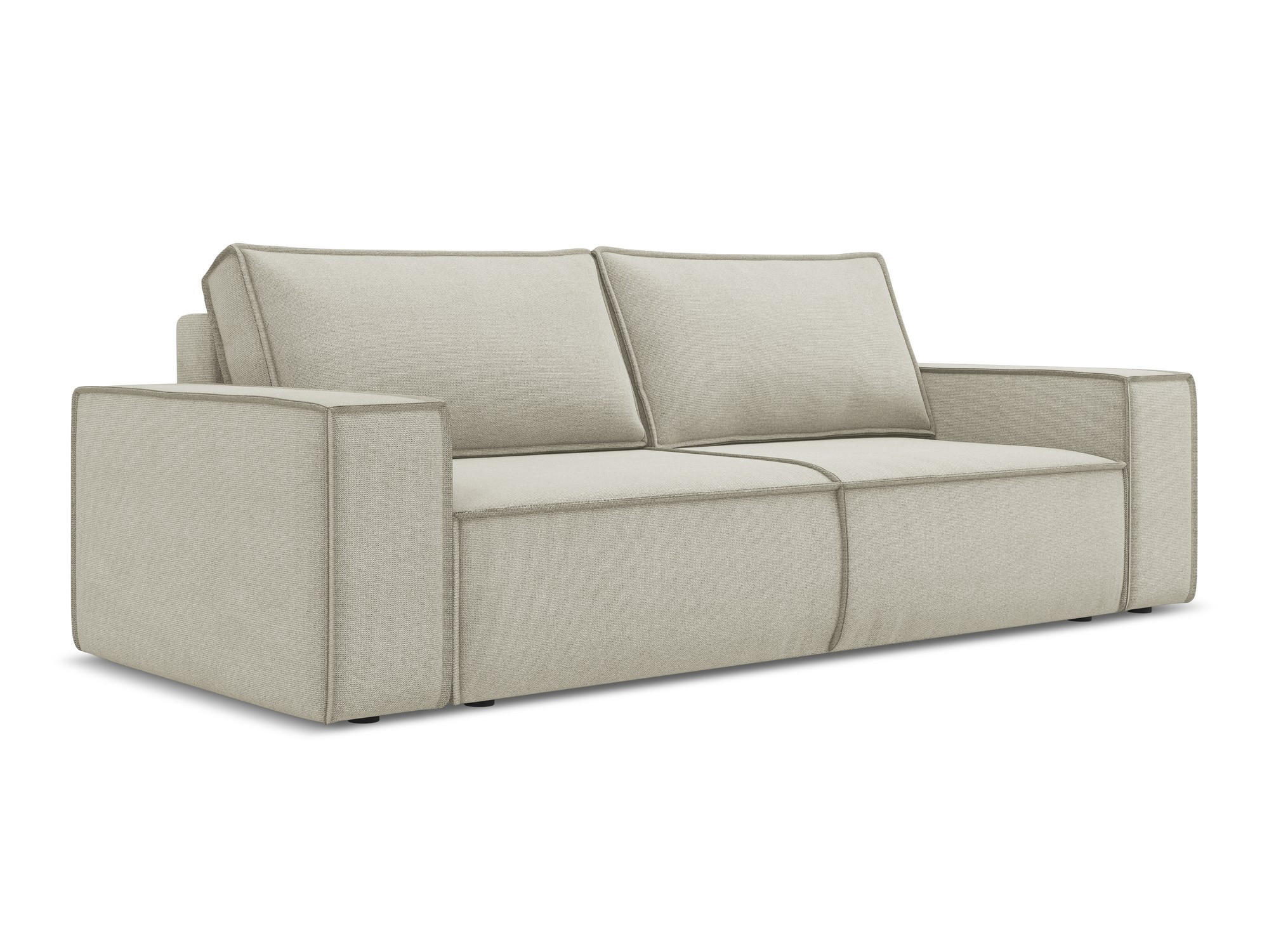 3-SITZER SOFA mit Schlaffunktion Strukturstoff Stoff Beige - Beige/Creme, Kunststoff/Textil (255/85/105cm) - Makamii