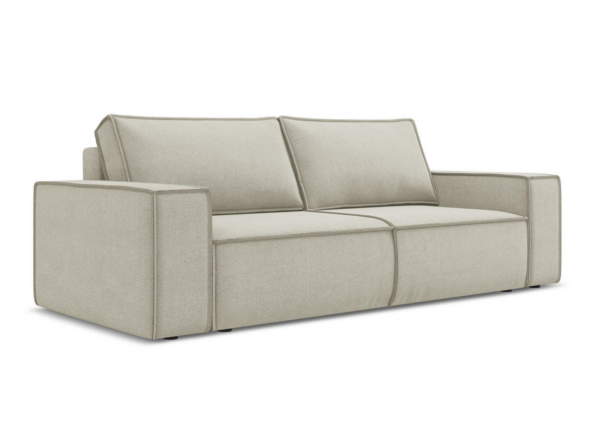 3-SITZER SOFA mit Schlaffunktion Strukturstoff Stoff Beige - Beige/Creme, Kunststoff/Textil (255/85/105cm) - Makamii